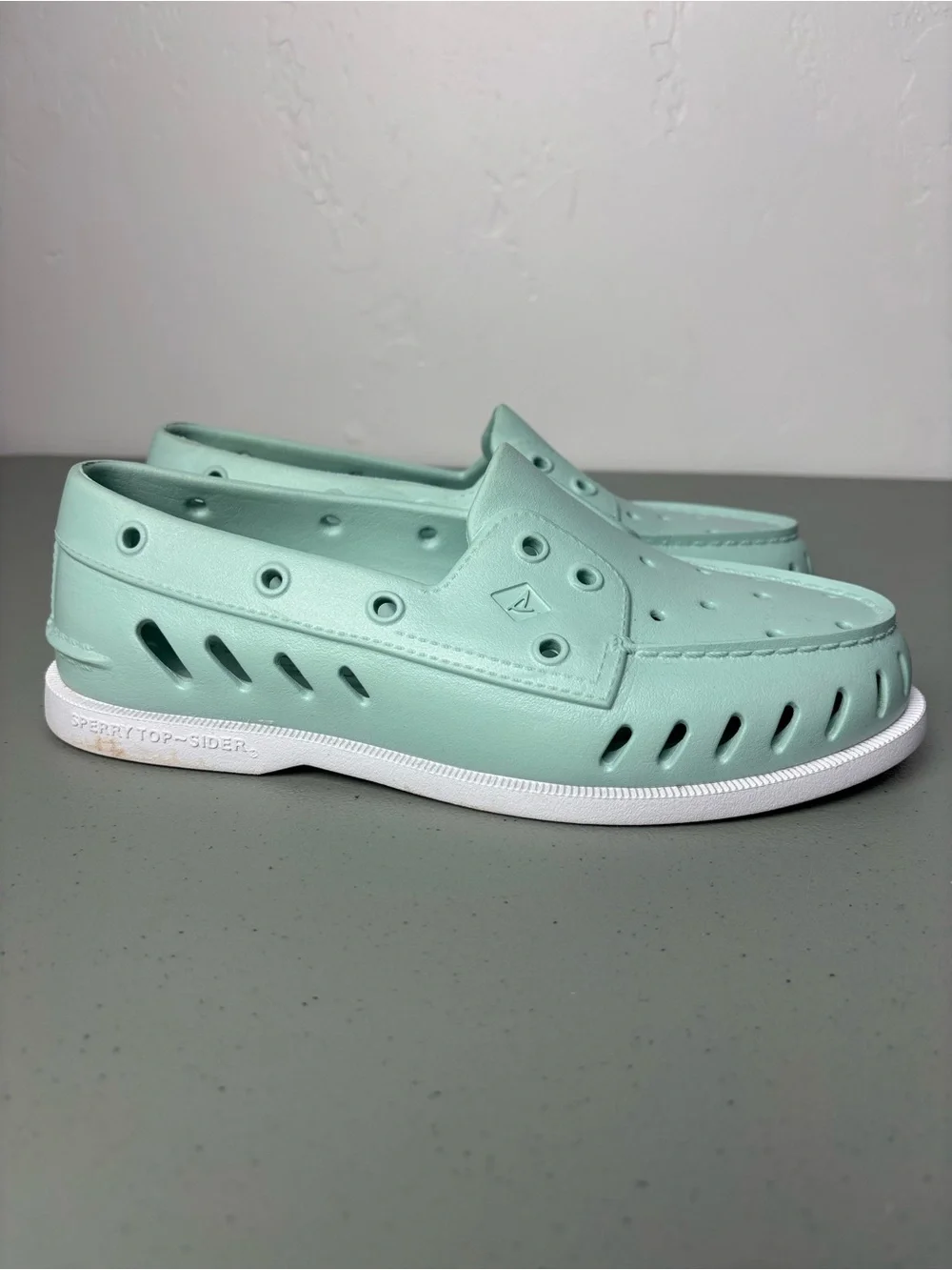 Sperry Original Float Boat Shoes Seafoam Green/Blue Men's 7 Rubber Slip On